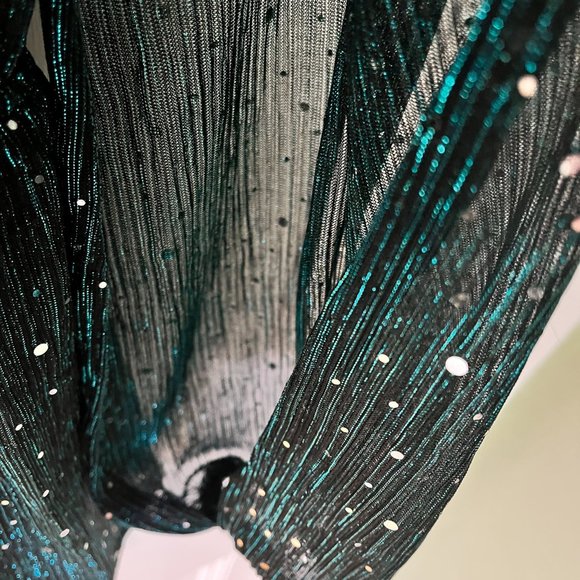 sheer teal sequin romper - Picture 5 of 9
